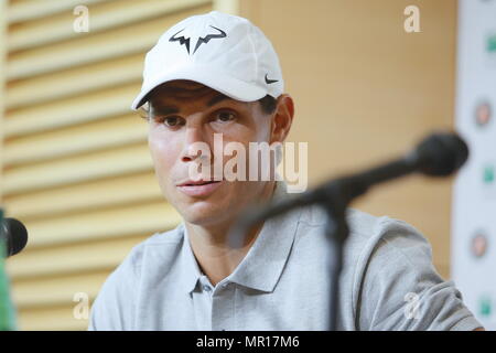 Roland Garros 2018, le 25 mai, Journée des médias, conférence de presse, Rafael Nadal 644/cordon Banque D'Images