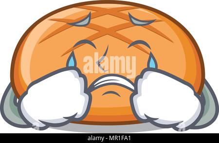 Pleurer pain à hamburger mascot cartoon Illustration de Vecteur