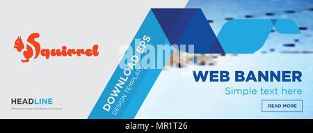 Concept d'écureuil page web Template design bannière horizontale sur fond abstrait avec télévision vectorielles moderne d'icône et de formes géométriques Illustration de Vecteur