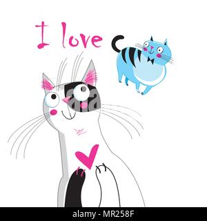 Vector illustration of a loving cat on a white background Illustration de Vecteur