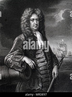 Portrait de l'amiral de la flotte Sir George Rooke (1650-1709) Un officier de marine français. En date du 18e siècle Banque D'Images