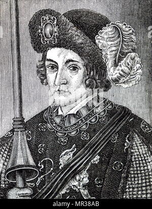 Portrait d'Edward le Prince Noir (1330-1376) le fils aîné du roi Édouard III et de Philippa de Hainaut. En date du 19e siècle Banque D'Images