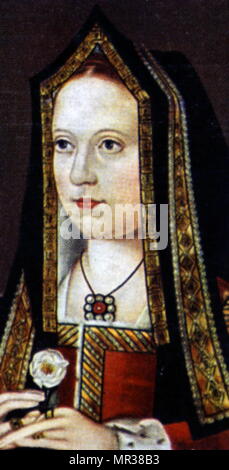 Carte cigarette représentant Elizabeth d'York (1466-1503) Reine d'Angleterre comme la cinquième épouse d'Henry VII. En date du 19e siècle Banque D'Images