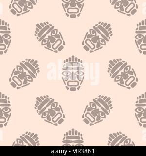 Masque tiki Hawaii seamless pattern simple. Illustration de Vecteur