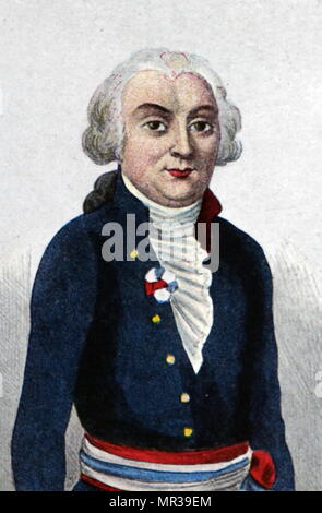 Portrait de Jérôme Pétion de Villeneuve (1756-1794) un écrivain et homme politique qui a servi en tant que deuxième maire de Paris. En date du 18e siècle Banque D'Images