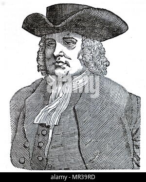 Portrait de William Penn (1644-1718) un entrepreneur immobilier, philosophe, début de Quaker, fondateur de l'État de Pennsylvanie. En date du 19e siècle Banque D'Images