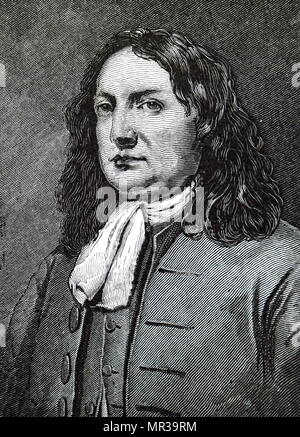 Portrait de William Penn (1644-1718) un entrepreneur immobilier, philosophe, début de Quaker, fondateur de l'État de Pennsylvanie. En date du 19e siècle Banque D'Images