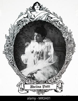 Portrait photographique de Adelina Patti (1843-1919) une chanteuse d'opéra franco-italienne. En date du 19e siècle Banque D'Images