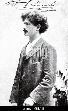 Portrait photographique de Ignacy Jan Paderewski (1860-1941) un pianiste et compositeur polonais, homme politique, homme d'État et porte-parole de l'indépendance de la Pologne. En date du 19e siècle Banque D'Images