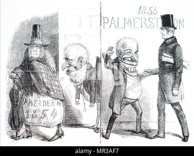 Caricature représentant Henry John Temple, 3e vicomte Palmerston commentant sur lui de devenir premier ministre. Henry John Temple, 3e vicomte Palmerston (1784-1865) un homme d'État britannique et ancien Premier Ministre du Royaume-Uni. En date du 19e siècle Banque D'Images