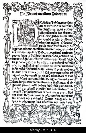 Manuscrit enluminé représentant prêtre Jean. Prêtre Jean est un patriarche chrétien légendaire et King populaires dans chroniques européennes et de la tradition. En date du 15e siècle Banque D'Images