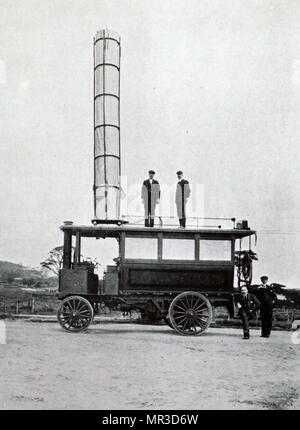Photo de la station de radio mobile utilisé par Guglielmo Marconi. Guglielmo Marconi (1874-1937) un inventeur italien et ingénieur en génie électrique. En date du 20e siècle Banque D'Images