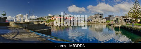 Une image panoramique de la lagune au développement artistique du centre-ville de Wellington, Nouvelle-Zélande. Banque D'Images