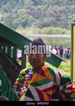 Le Sikkim-tibétain femme locale travaille dans le village, Gangtok, Sikkim, INDE,Ville , 16 avril 2013. Banque D'Images