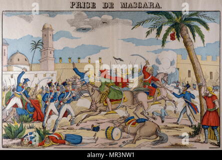 La conquête de l'armée coloniale française en Algérie Mascara, 1835. La ville fut détruite par les Français Banque D'Images