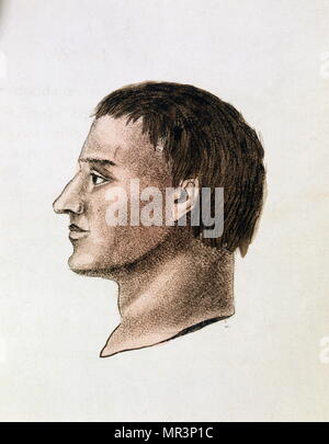 Illustration d'un homme de 'l'ordinateur portable Lavater ou précise l'art de connaître les hommes par les traits du visage' 1808 par Johann Kaspar Lavater (1741 - 1801). Lavater, est un poète, écrivain, philosophe, théologien et physiognomist. Lavater est plus connu pour son travail dans le domaine de la physionomie. Il a introduit l'idée que physiognomy liés à la personnalité des individus, plutôt que de types généraux. Banque D'Images