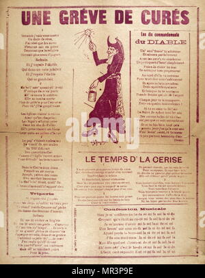 Page d'un song book de chansons de la Commune de Paris 1870. Banque D'Images