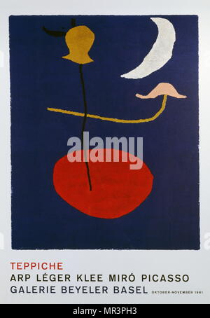 Style surréaliste lithographie vers 1973 par l'artiste espagnol Joan Miro.(1893 - 1983), peintre, sculpteur et céramiste né à Barcelone. Banque D'Images