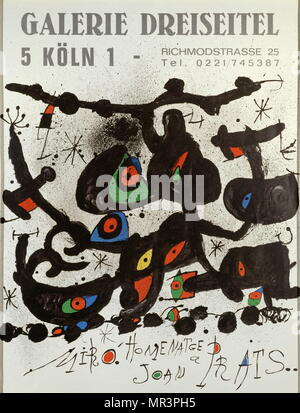 Style surréaliste lithographie vers 1973 par l'artiste espagnol Joan Miro.(1893 - 1983), peintre, sculpteur et céramiste né à Barcelone. Banque D'Images