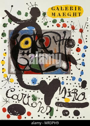 Style surréaliste lithographie vers 1973 par l'artiste espagnol Joan Miro.(1893 - 1983), peintre, sculpteur et céramiste né à Barcelone. Banque D'Images