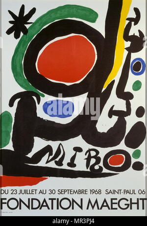 Style surréaliste lithographie vers 1973 par l'artiste espagnol Joan Miro.(1893 - 1983), peintre, sculpteur et céramiste né à Barcelone. Banque D'Images