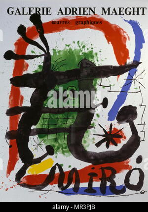 Style surréaliste lithographie vers 1973 par l'artiste espagnol Joan Miro.(1893 - 1983), peintre, sculpteur et céramiste né à Barcelone. Banque D'Images