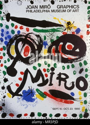 Style surréaliste lithographie vers 1973 par l'artiste espagnol Joan Miro.(1893 - 1983), peintre, sculpteur et céramiste né à Barcelone. Banque D'Images