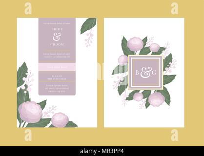 Invitation de mariage floral avec fleurs de camélia modèle de carte de vecteur Illustration de Vecteur