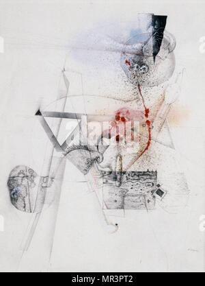 Composition' par Christian d'Orgeix ( né en 1927 ), peintre français, généralement la peinture comme un surréalisme Banque D'Images