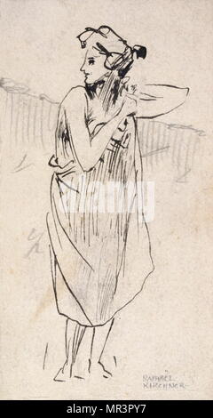 Femme, 1900 par Raphael Kirchner (1876 - 2 août 1917), artiste autrichien, et l'illustrateur le plus connu pour l'Art Nouveau et début de pin-up, travail Banque D'Images