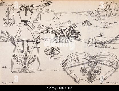 Illustration de 'Martinique, charmeur de serpent' (Martinique, charmeuse de serpents), par André Breton en 1948. Breton 1896 - 1966, était un écrivain français, poète, et anti-fasciste. Il est plus connu comme le fondateur du surréalisme. Banque D'Images