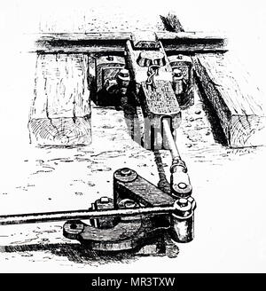 Extraction de l'illustration d'une torpille. Torpilles ont été placés sur les voies pour qu'ils n'explosent lorsque frappé par une roue. De cette façon, le conducteur ne pouvait pas manquer un signal dans un brouillard, ou par inadvertance l'adopter. En date du 19e siècle Banque D'Images