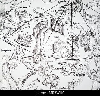 Tableau montrant la constellation d'Hercule. En date du 18e siècle Banque D'Images