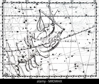 Tableau montrant la constellation du Scorpion et de la balance. En date du 18e siècle Banque D'Images