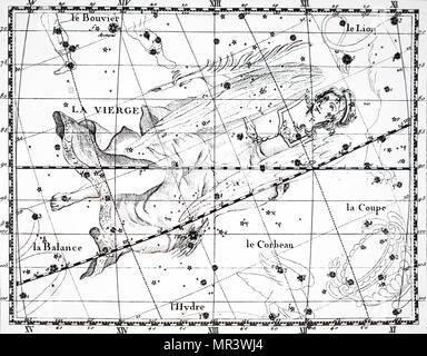 Tableau montrant la constellation de la Vierge. En date du 18e siècle Banque D'Images