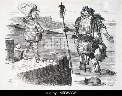 Caricature montrant vieux père Tamise à la honte de sa souillure. Illustré par John Tenniel (1820-1914), un illustrateur anglais humoriste graphique, et caricaturiste politique. Il a été fait chevalier pour ses réalisations artistiques en 1893. En date du 19e siècle Banque D'Images