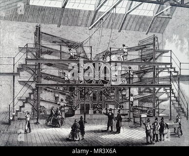 Gravure représentant Richard Hoe Mars dix-bac d'impression rotative presse. Mars Richard Hoe (1812-1886), un inventeur Américain de New York qui a conçu une presse d'impression rotative et les avancées technologiques. En date du 19e siècle Banque D'Images