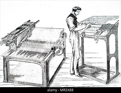 Illustration représentant une composition-type et la distribution des machines. En date du 19e siècle Banque D'Images