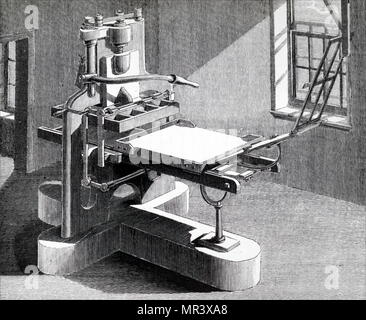 Illustration représentant la presse Stanhope : amélioration de la forme d'impression appuyez sur conçu par Charles, troisième comte Stanhope (1753-1816) qui a été adopté presque universellement. En date du 19e siècle Banque D'Images