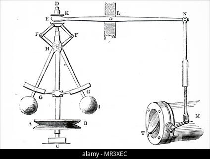 Gravure illustrant le condenseur de la machine à vapeur de James Watt. James Watt (1736-1819), un inventeur écossais, ingénieur mécanicien, et chimiste. En date du 19e siècle Banque D'Images
