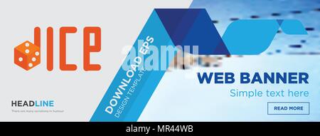 Concept de dés page web Template design bannière horizontale sur fond abstrait avec télévision vectorielles moderne d'icône et de formes géométriques Illustration de Vecteur