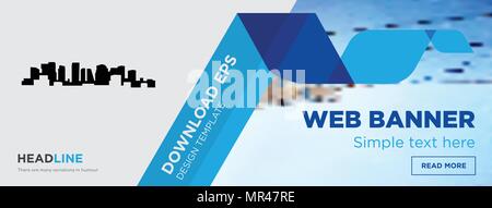 Concept de la norvège page web Template design bannière horizontale sur fond abstrait avec télévision vectorielles moderne d'icône et de formes géométriques Illustration de Vecteur