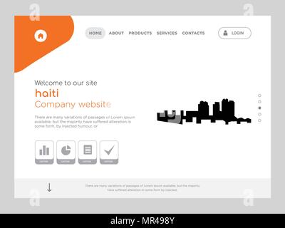 Une page de qualité Modèle de site Web haïti, EPS vectoriel Web Design moderne avec télévision et des éléments d'INTERFACE UTILISATEUR illustration paysage, idéal pour landing page Illustration de Vecteur