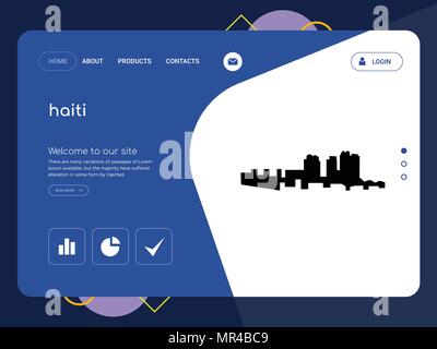 Une page de qualité Modèle de site Web haïti, EPS vectoriel Web Design moderne avec télévision et des éléments d'INTERFACE UTILISATEUR illustration paysage, idéal pour landing page Illustration de Vecteur