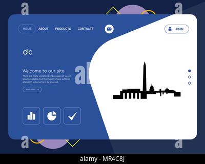 Une page Web de qualité dc Modèle Vector EPS, Web Design moderne avec télévision et des éléments d'INTERFACE UTILISATEUR illustration paysage, idéal pour landing page Illustration de Vecteur