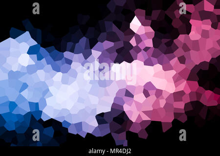 Composition géométrique abstrait coloré, motif géométrique du bleu et rose divers polygones et triangles sur papier fond noir. Banque D'Images