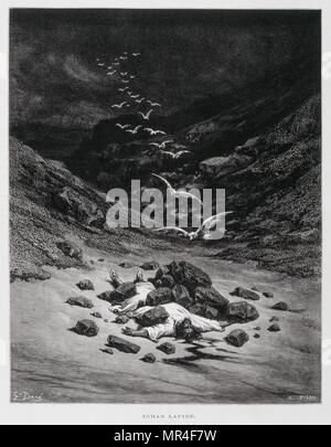 Acan est lapidé à mort (Josh. 7:1,10-26), illustration de la Dore Bible 1866. En 1866, l'artiste et illustrateur français Gustave Dore (1832-1883), a publié une série de 241 gravures sur bois pour une nouvelle édition de luxe la 1843 Traduction française de la Bible Vulgate, populairement connu comme la Bible de Tours. Cette nouvelle édition a été connue sous le nom de la Grande Bible de Tours et ses illustrations ont été un immense succès Banque D'Images