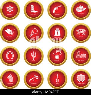 Wild West icons set, le style simple Illustration de Vecteur