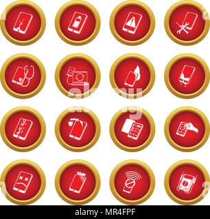 Téléphones portables réparation fix icons set, le style simple Illustration de Vecteur