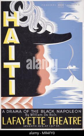 Haïti, un drame de la black Napoléon, par William Du Bois, Lafayette Theatre, 1938 affiche, montrant Napoléon noir stylisé. François-Dominique Toussaint Louverture (1743 - 1803), également connu sous le nom de Toussaint L'ouverture a été le plus célèbre chef de la révolution haïtienne Banque D'Images